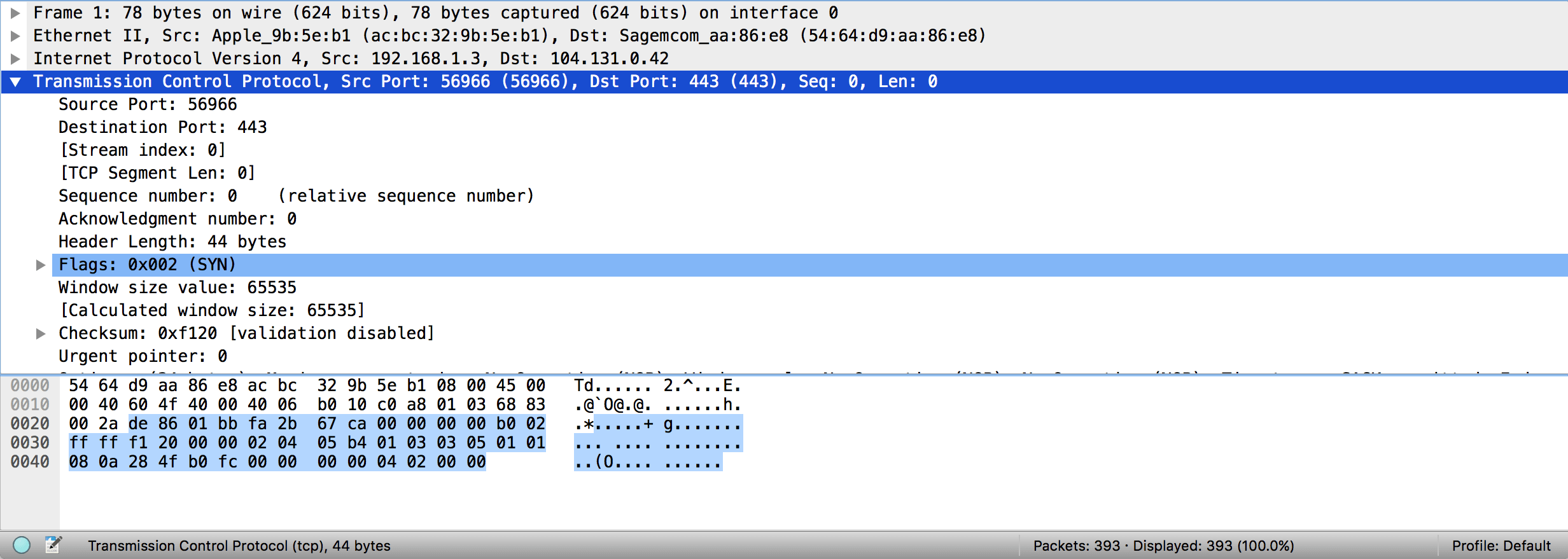 wireshark mac addresses